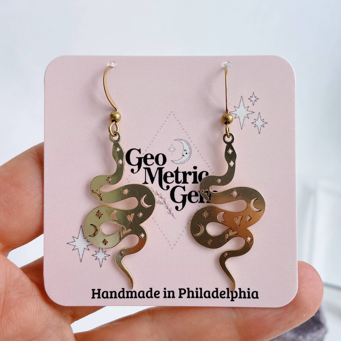 Magical Snake Earrings ~ Brass