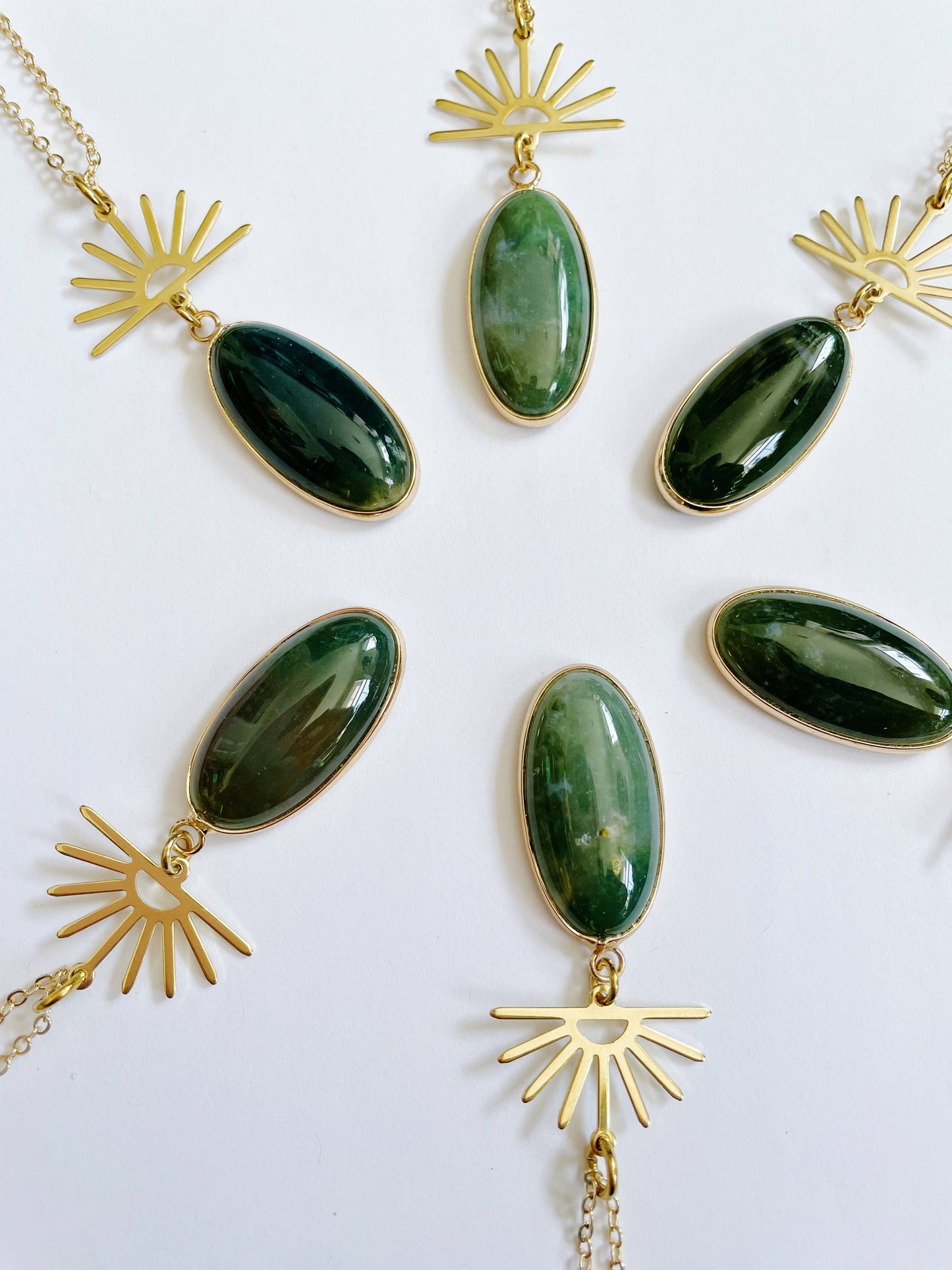 Harlow Necklace ~ Gold Plated Chain & Green Indian Agate