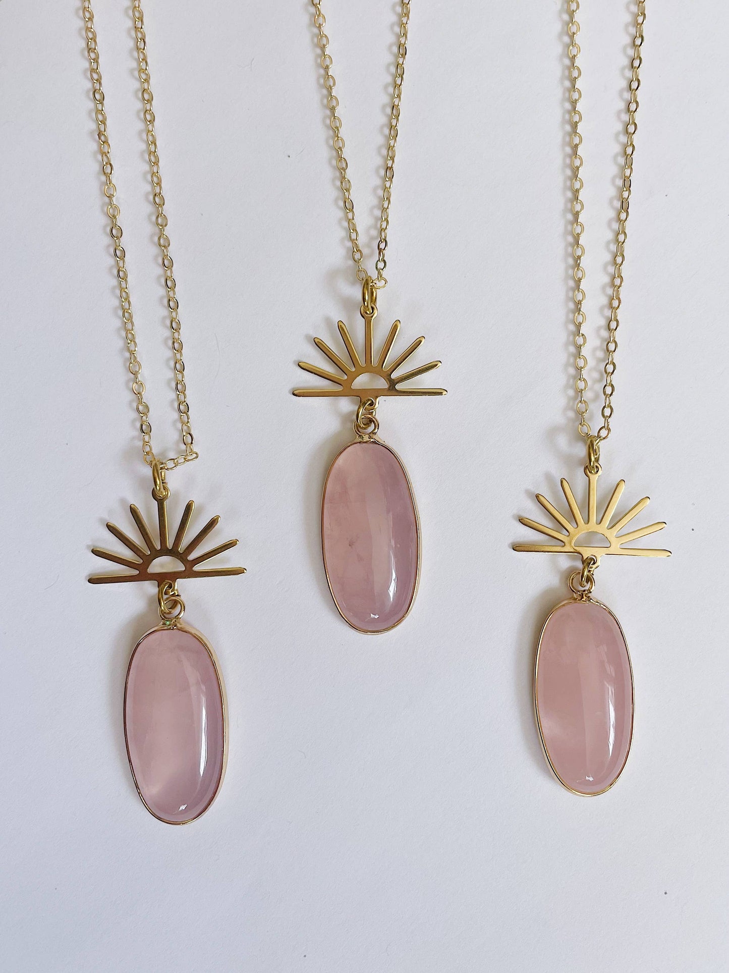 Harlow Necklace ~ Gold Plated Chain & Rose Quartz