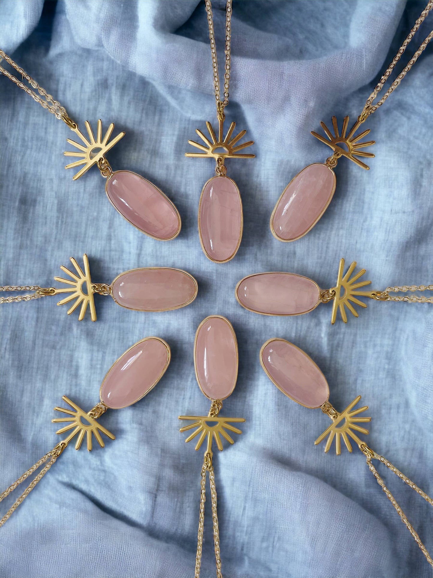 Harlow Necklace ~ Gold Plated Chain & Rose Quartz