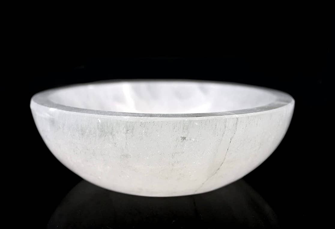 Selenite Bowl Round 6cm White
