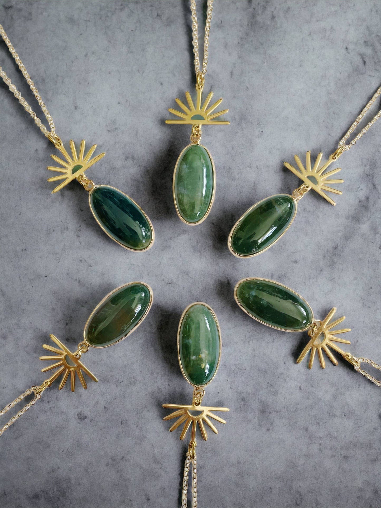 Harlow Necklace ~ Gold Plated Chain & Green Indian Agate