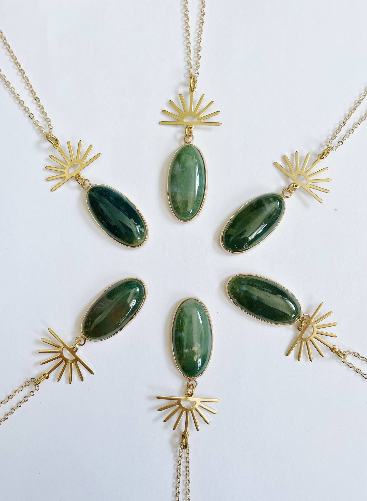 Harlow Necklace ~ Gold Plated Chain & Green Indian Agate