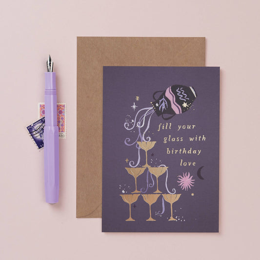 Bubbles Zodiac Birthday Card | Aquarius Sign