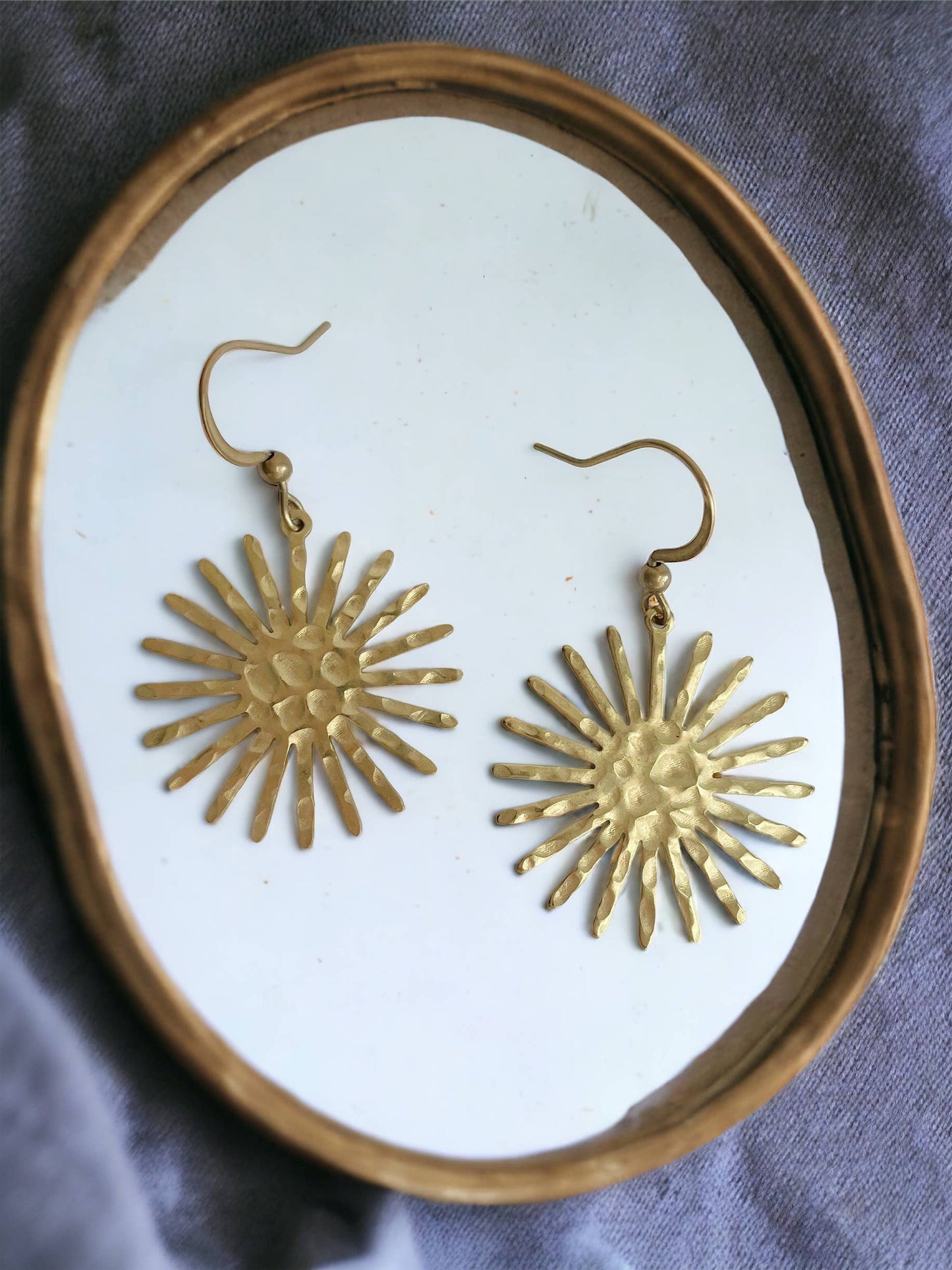 Estella Earrings ~ Hammered Brass Stars
