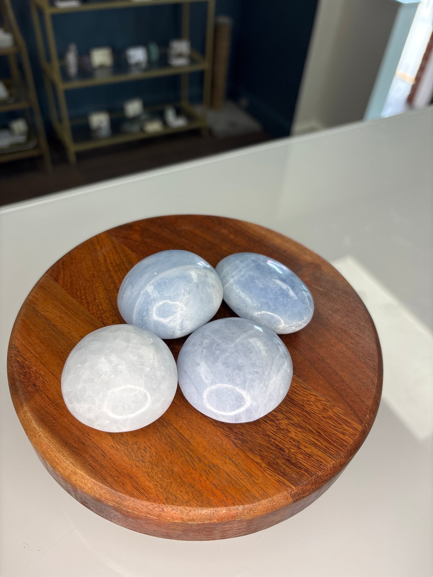 Blue Calcite Palm Stone