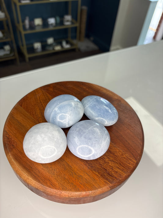 Blue Calcite Palm Stone