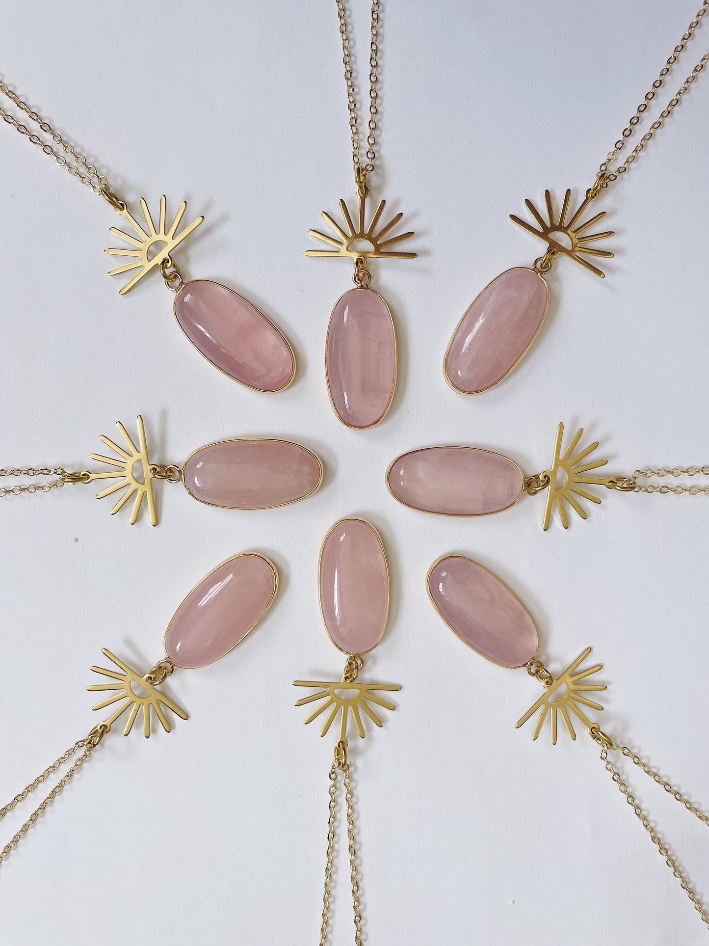 Harlow Necklace ~ Gold Plated Chain & Rose Quartz