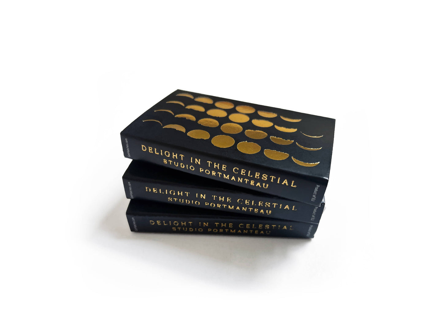 Phases of the Moon Matchbox | Gold on Black Celestial Decor