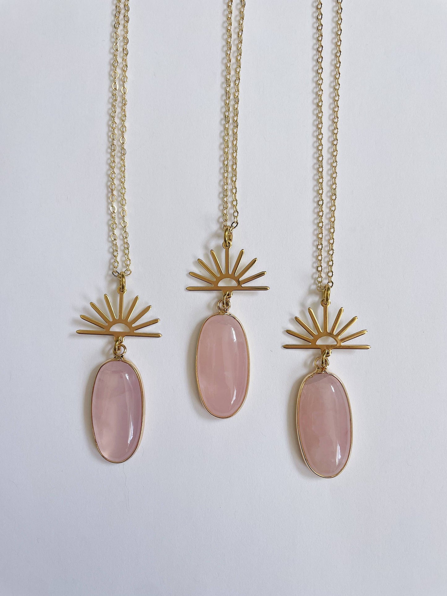 Harlow Necklace ~ Gold Plated Chain & Rose Quartz