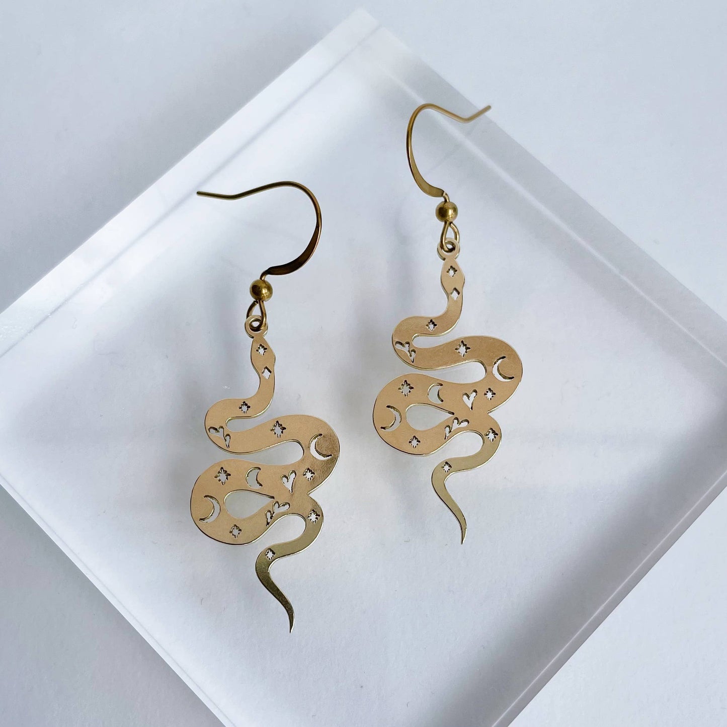 Magical Snake Earrings ~ Brass