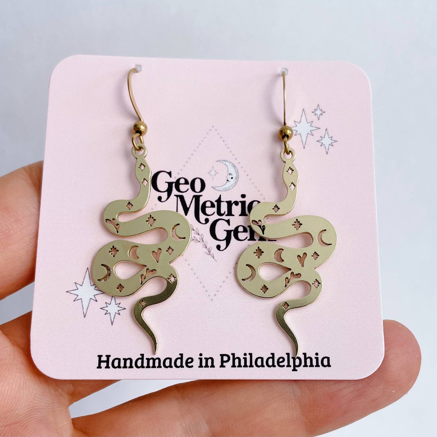 Magical Snake Earrings ~ Brass