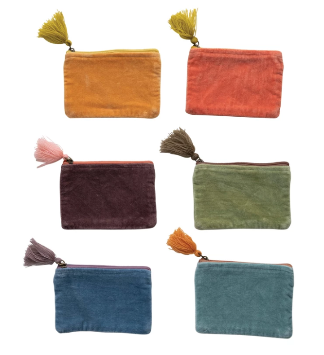 Velvet Zip Pouch with Tassel