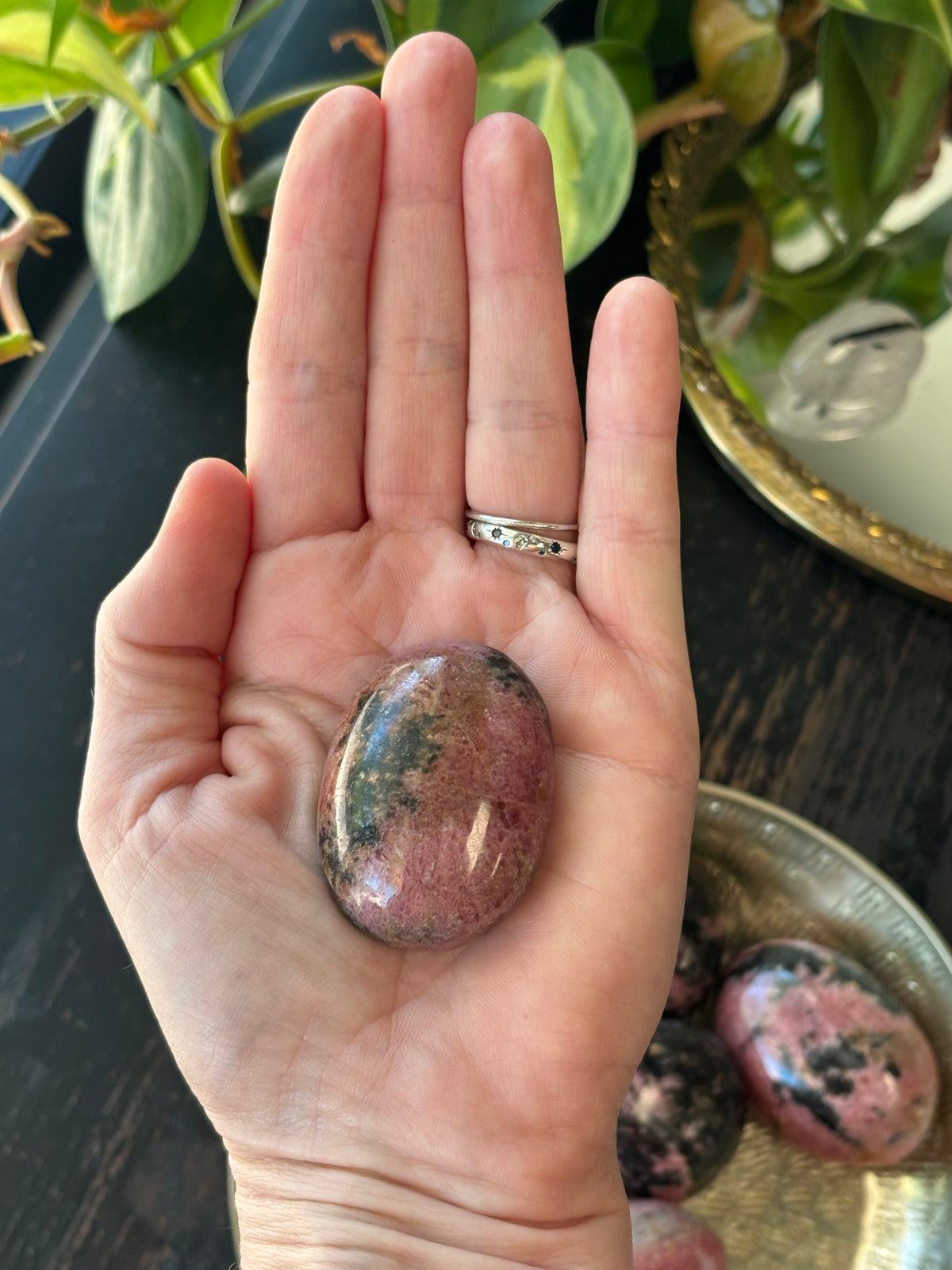 Rhodonite Palm Stone