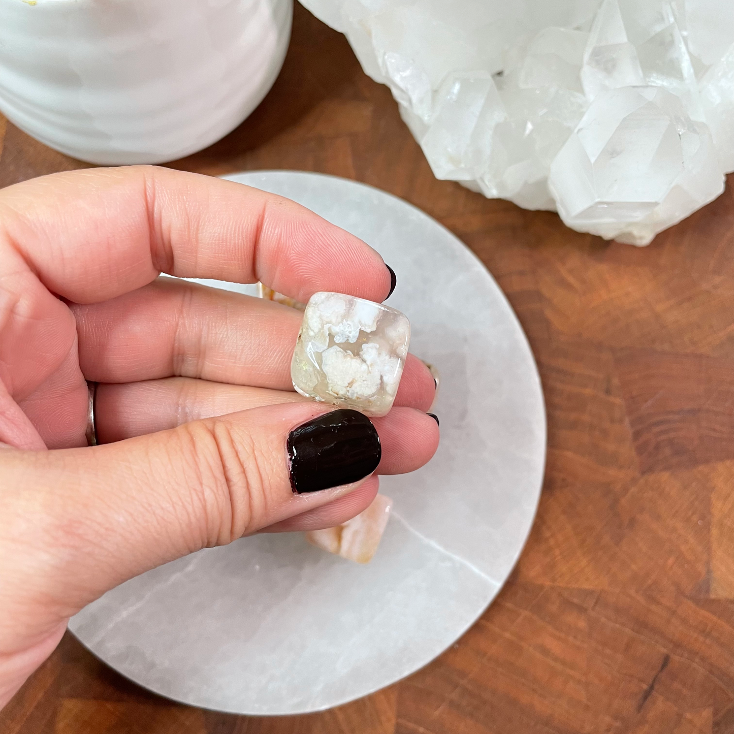 Flower Agate Mini Cube