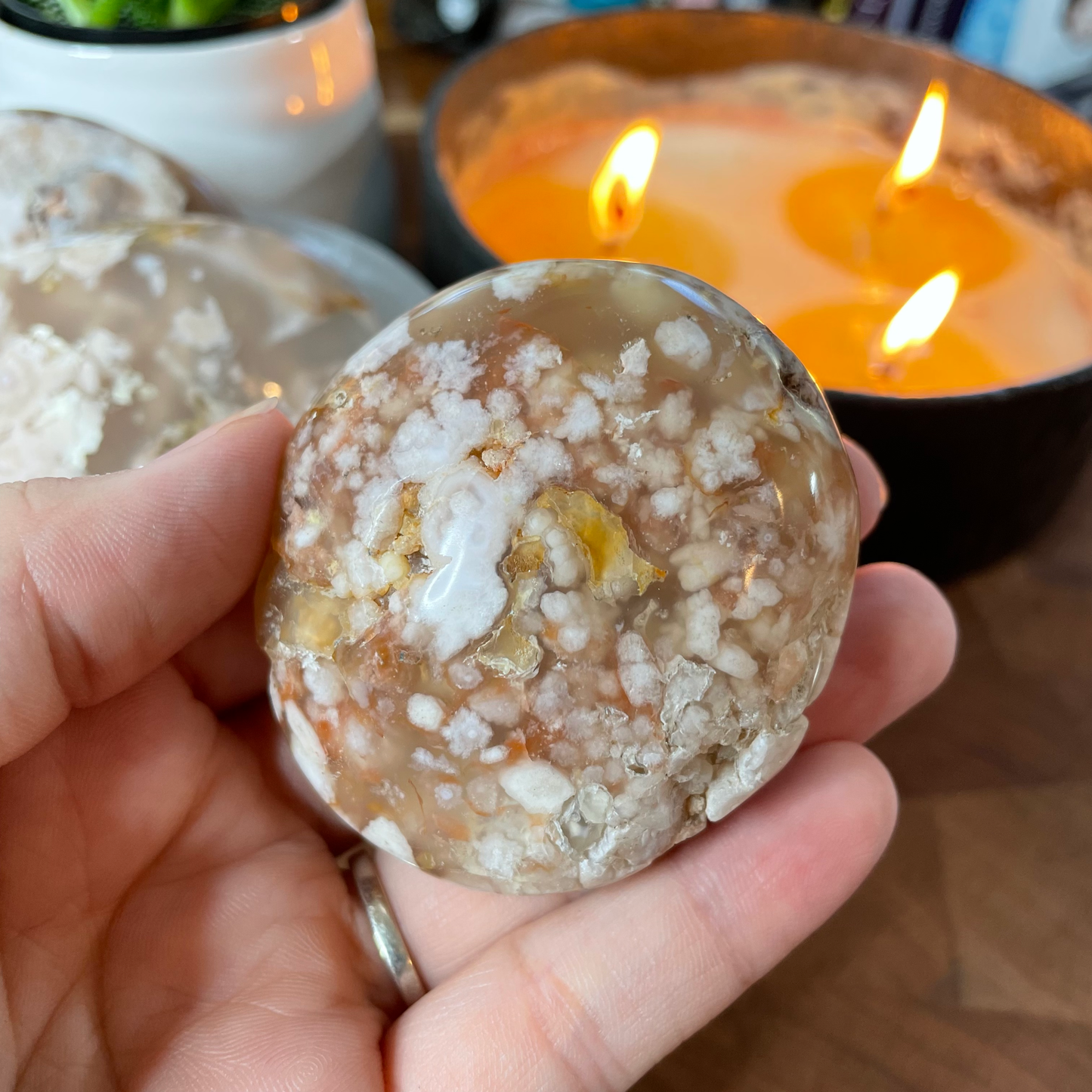 Flower Agate Palm Stones (large)