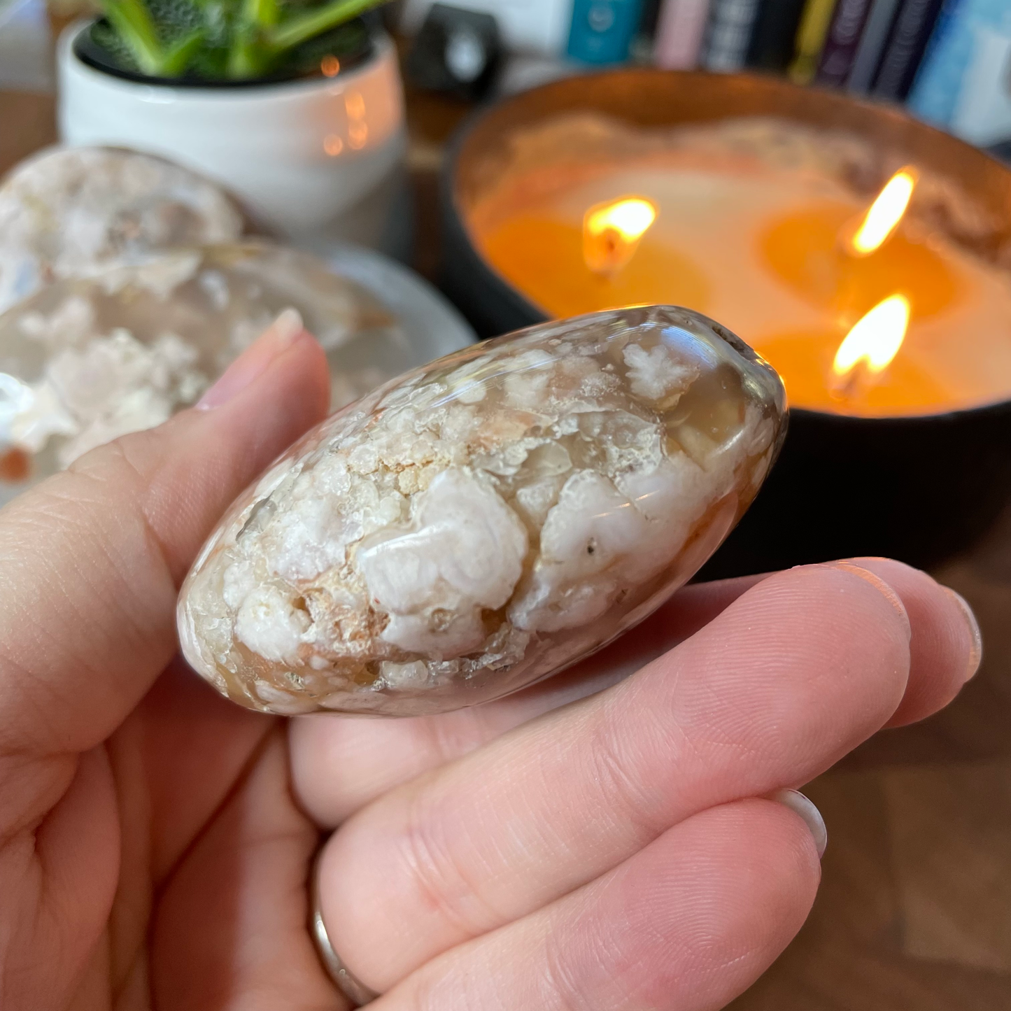 Flower Agate Palm Stones (large)