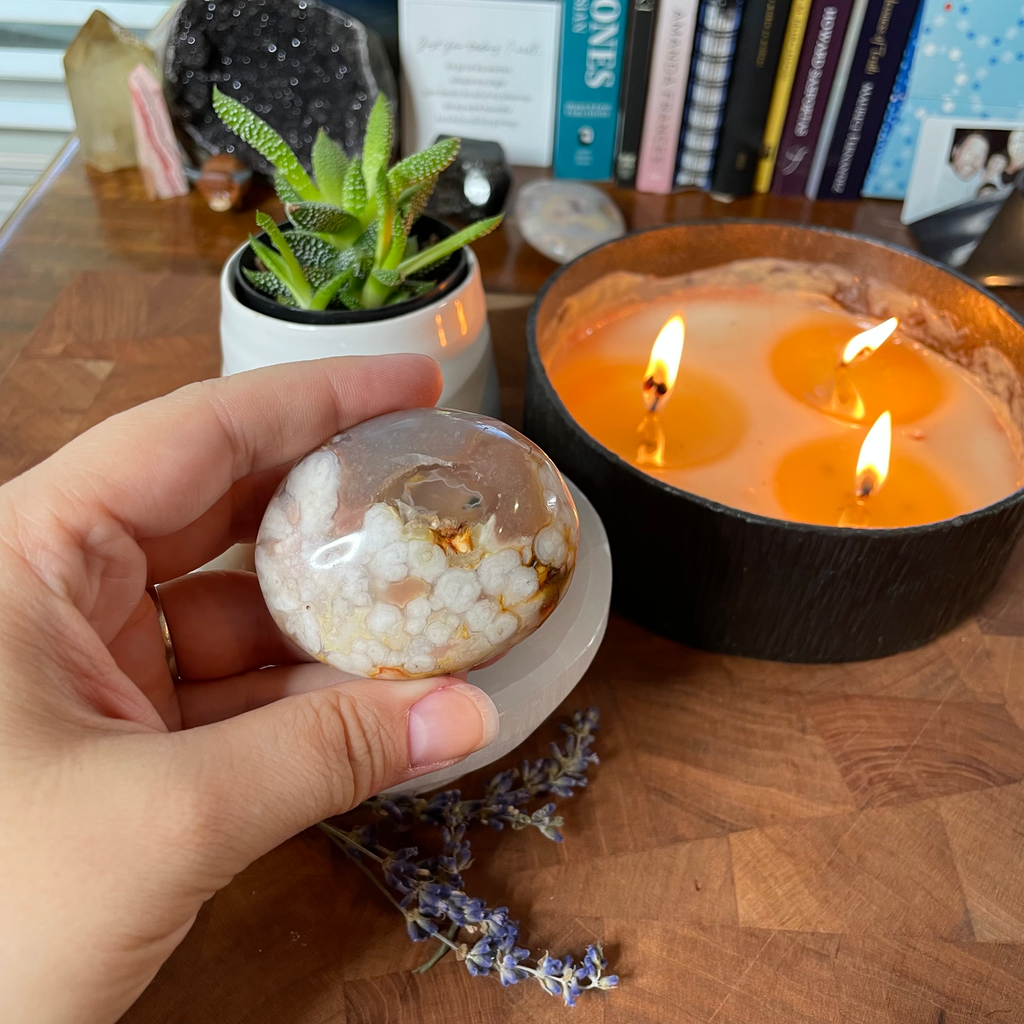 Flower Agate Palm Stones (medium)