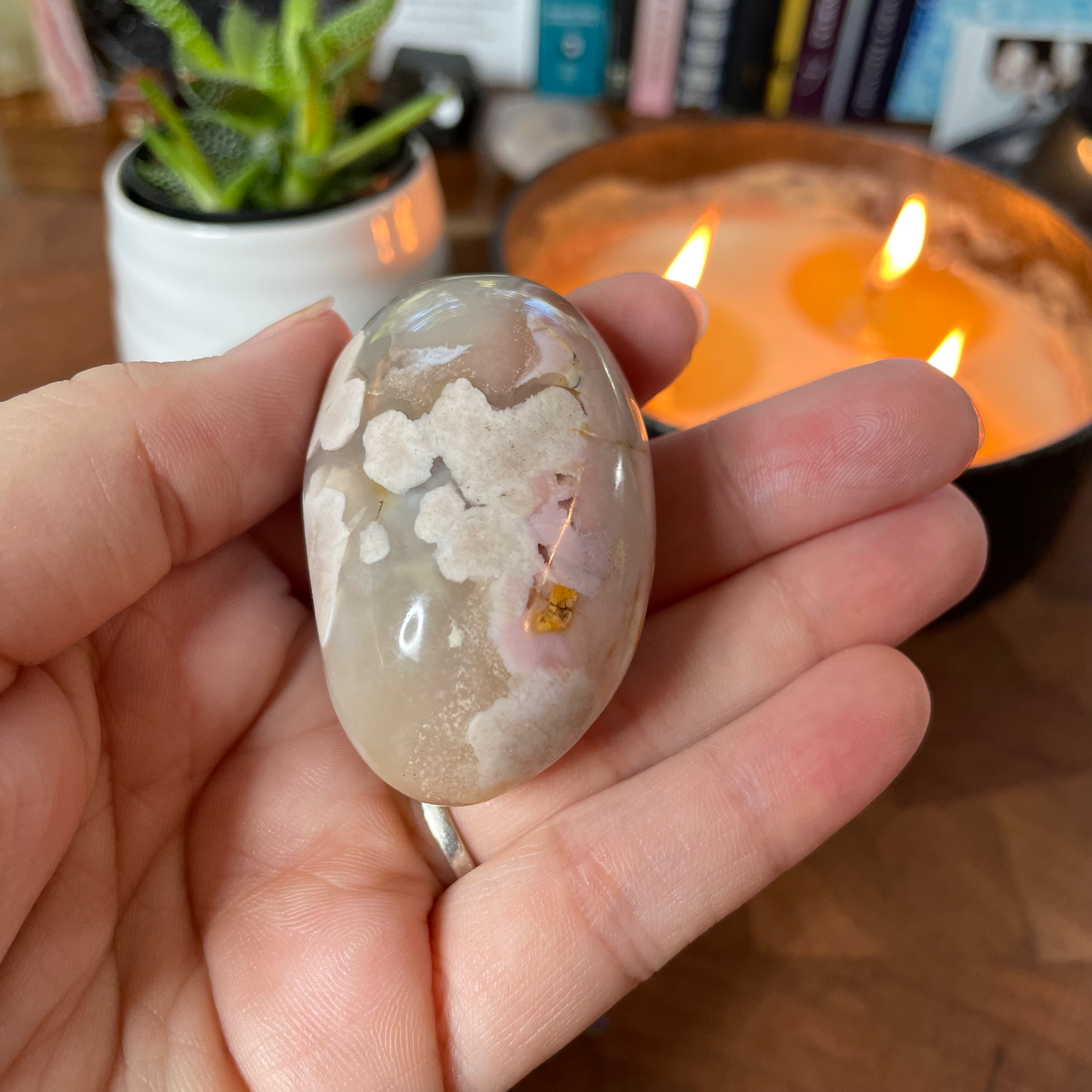 Flower Agate Palm Stones (medium)