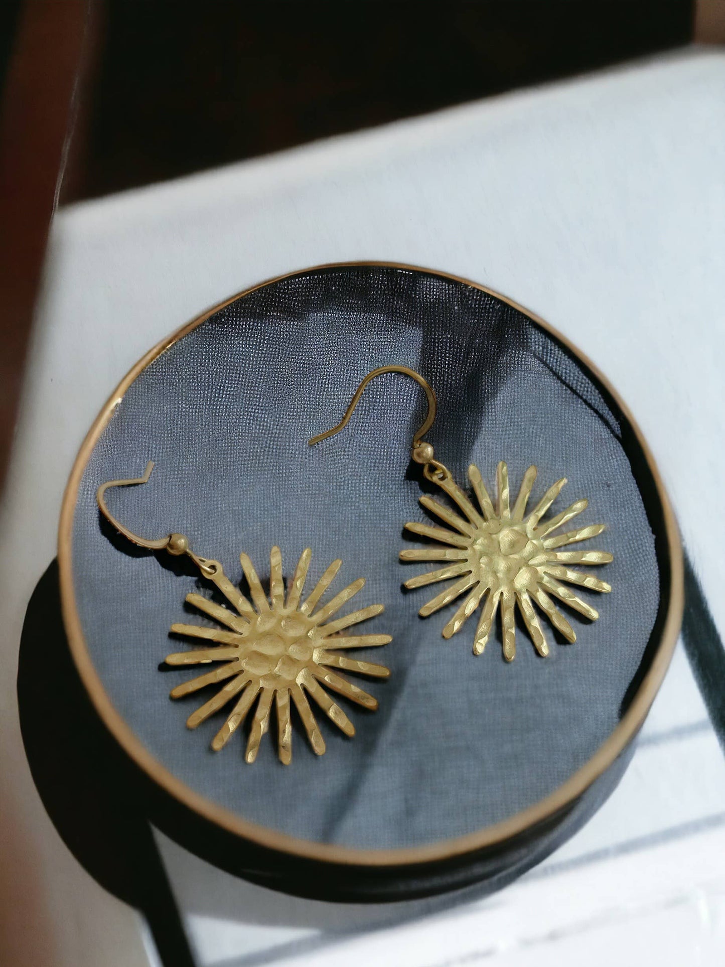 Estella Earrings ~ Hammered Brass Stars