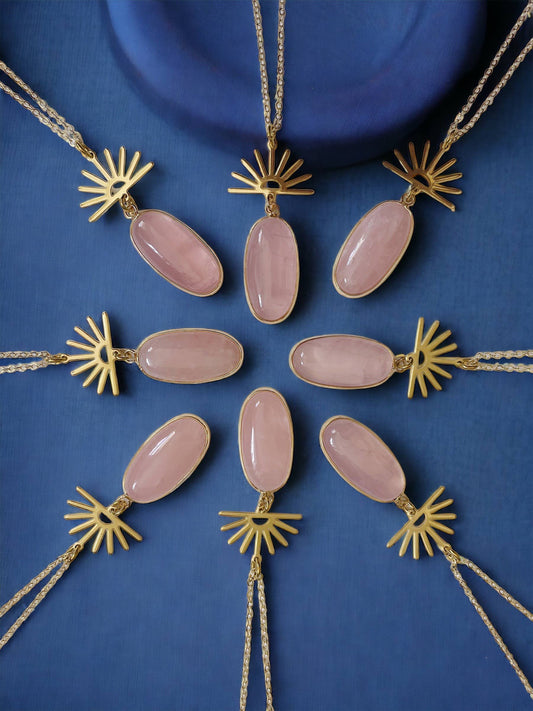 Harlow Necklace ~ Gold Plated Chain & Rose Quartz