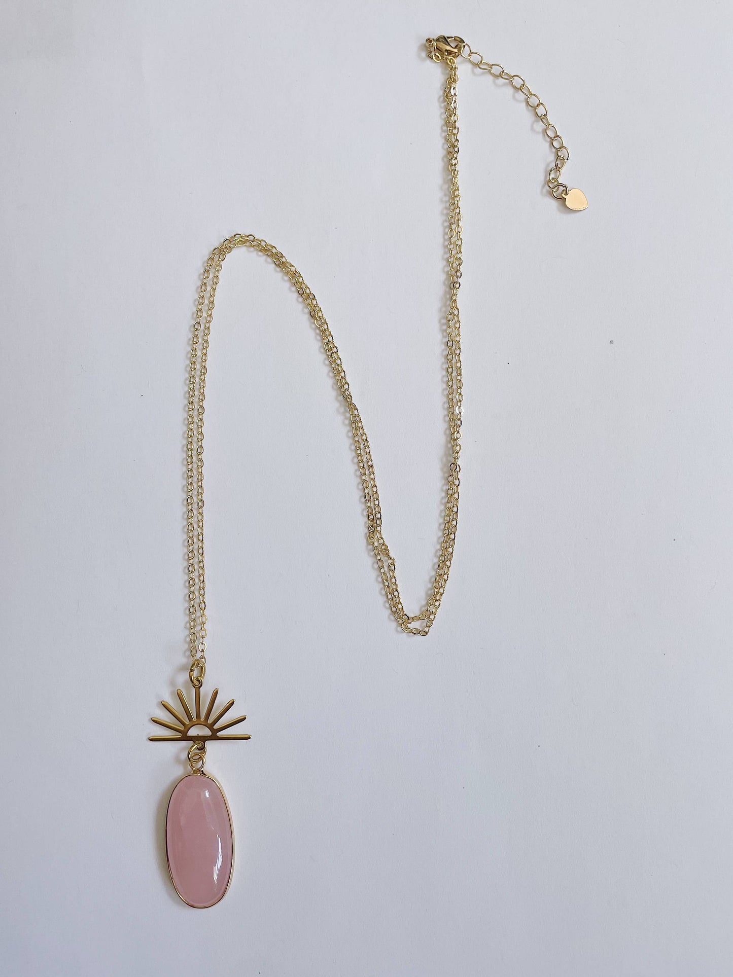 Harlow Necklace ~ Gold Plated Chain & Rose Quartz