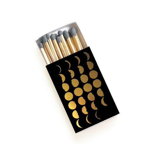 Phases of the Moon Matchbox | Gold on Black Celestial Decor