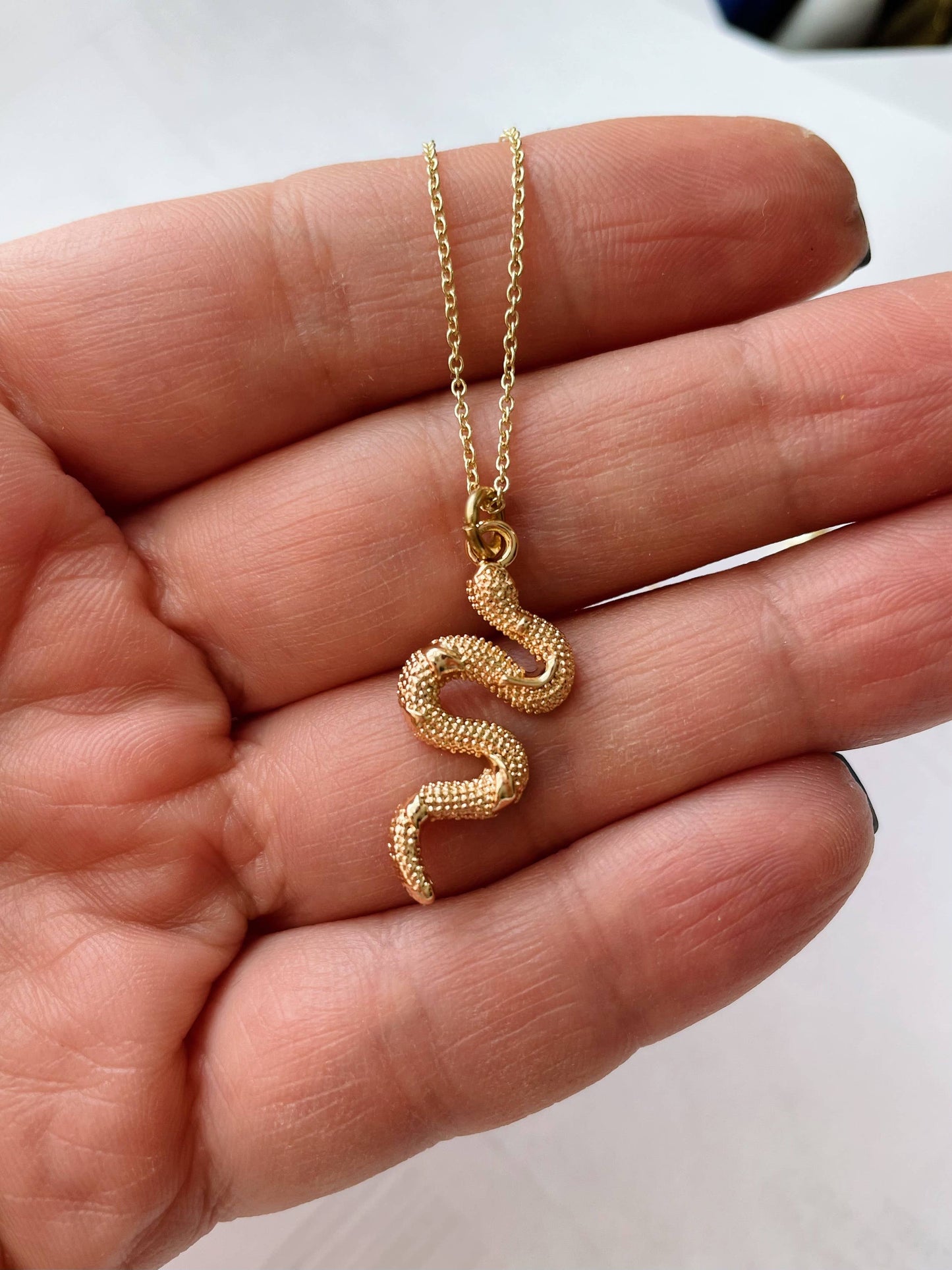 Snake Necklace ~ Gold Plated Pendant on delicate chain