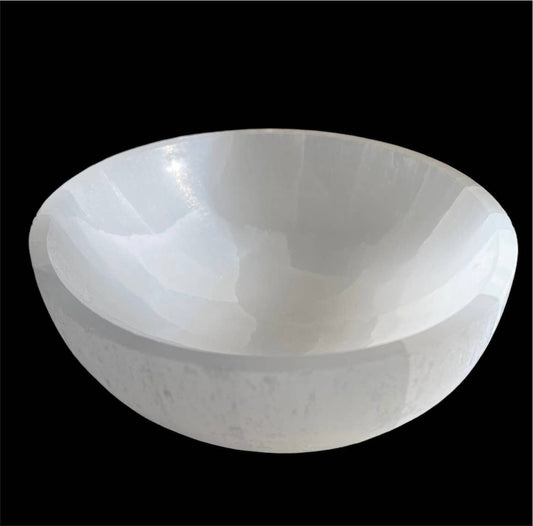Selenite Bowl Round 6cm White