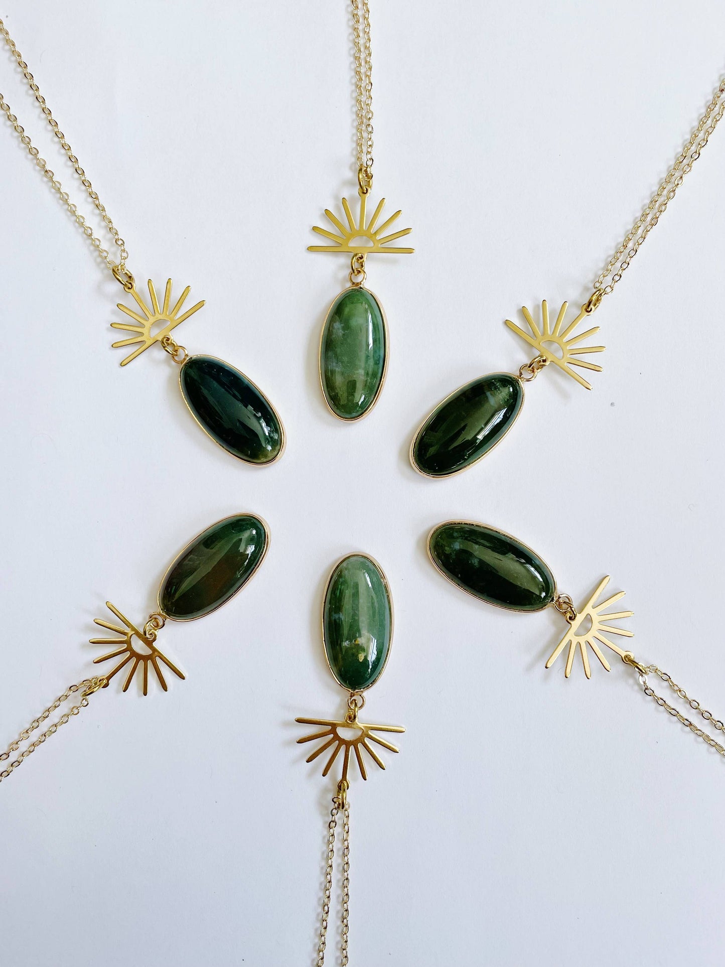 Harlow Necklace ~ Gold Plated Chain & Green Indian Agate