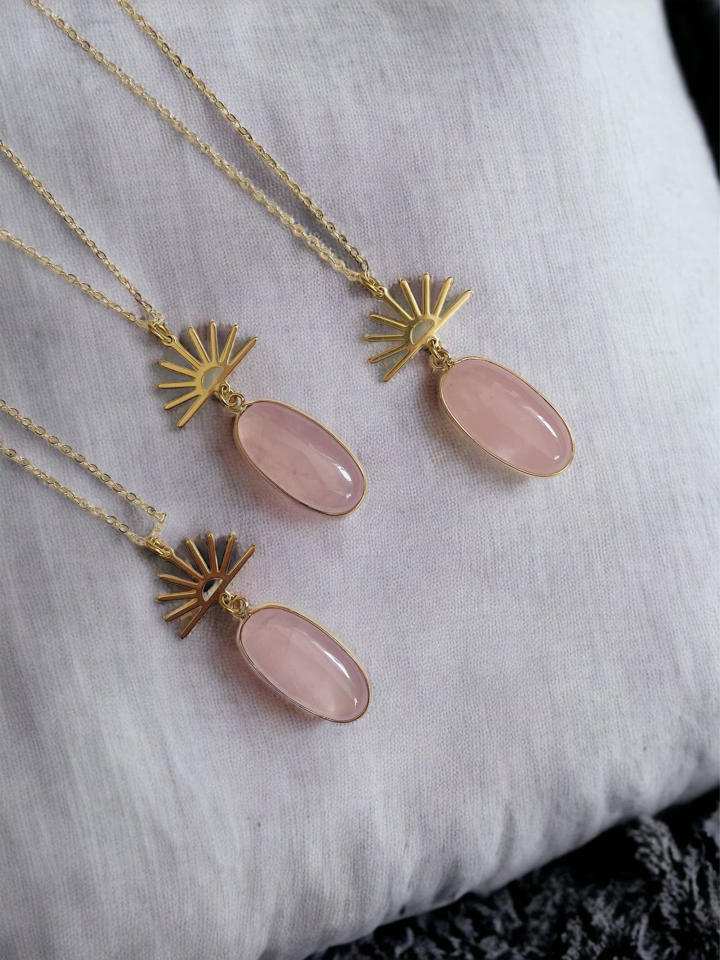Harlow Necklace ~ Gold Plated Chain & Rose Quartz