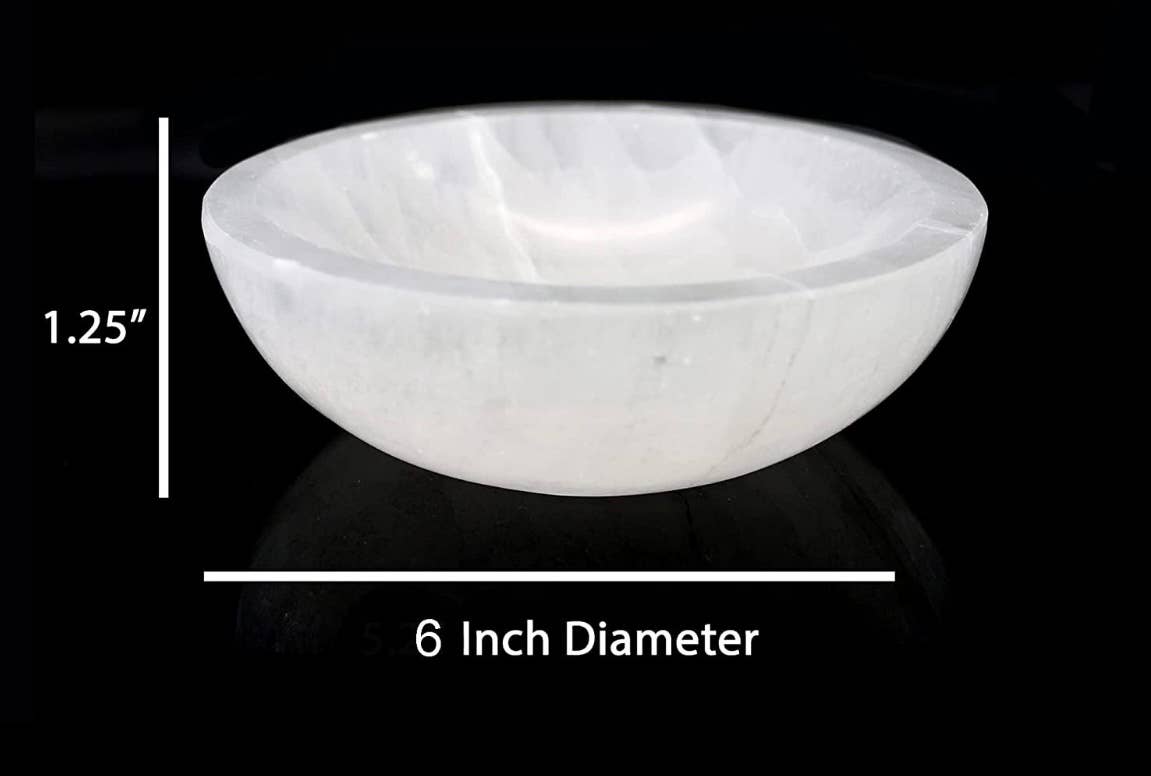Selenite Bowl Round 6cm White