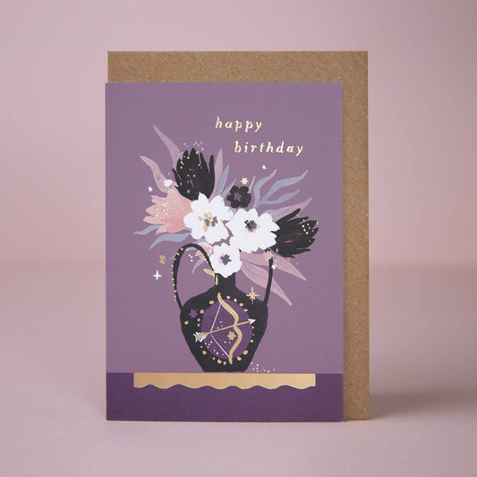 Vase Zodiac Birthday Card | Sagittarius Sign