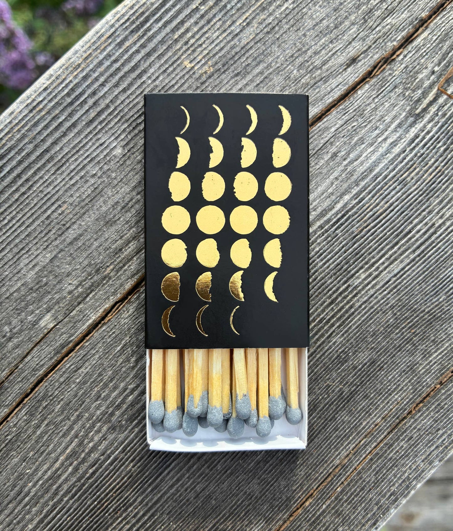Phases of the Moon Matchbox | Gold on Black Celestial Decor