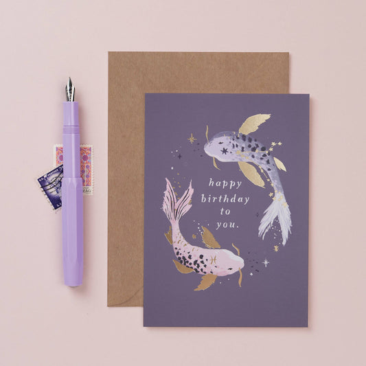 Koi Zodiac Birthday Card | Pisces Sign