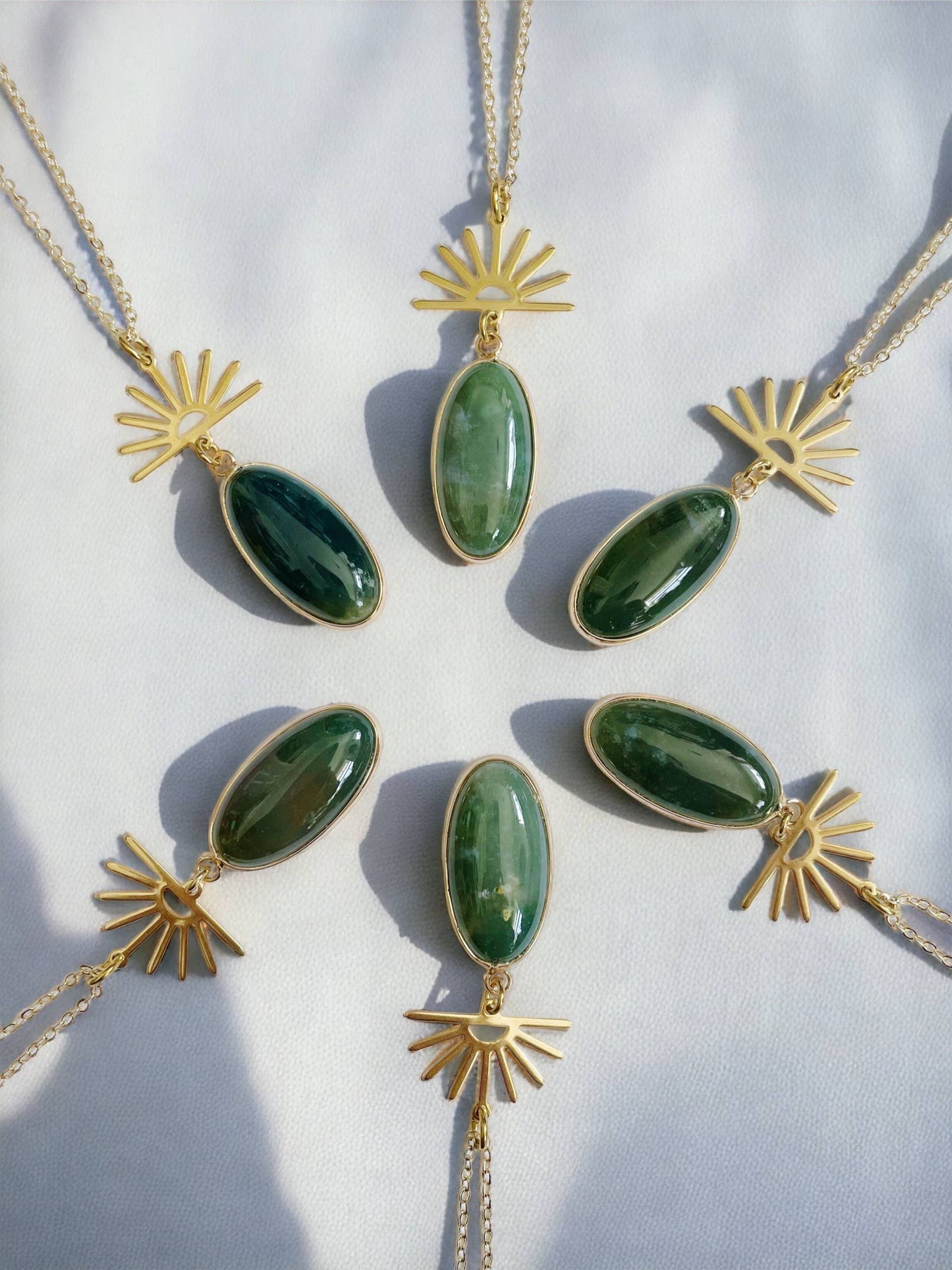 Harlow Necklace ~ Gold Plated Chain & Green Indian Agate