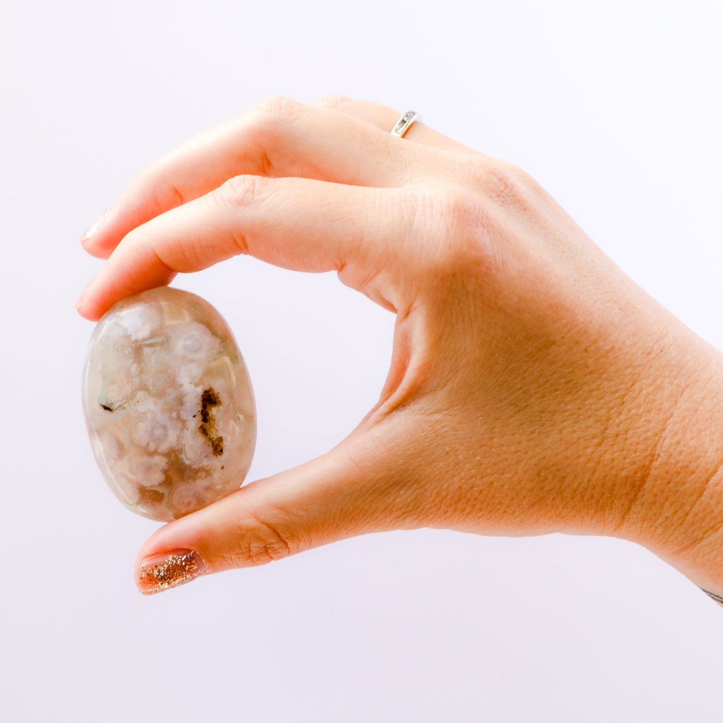 Flower Agate Palm Stone