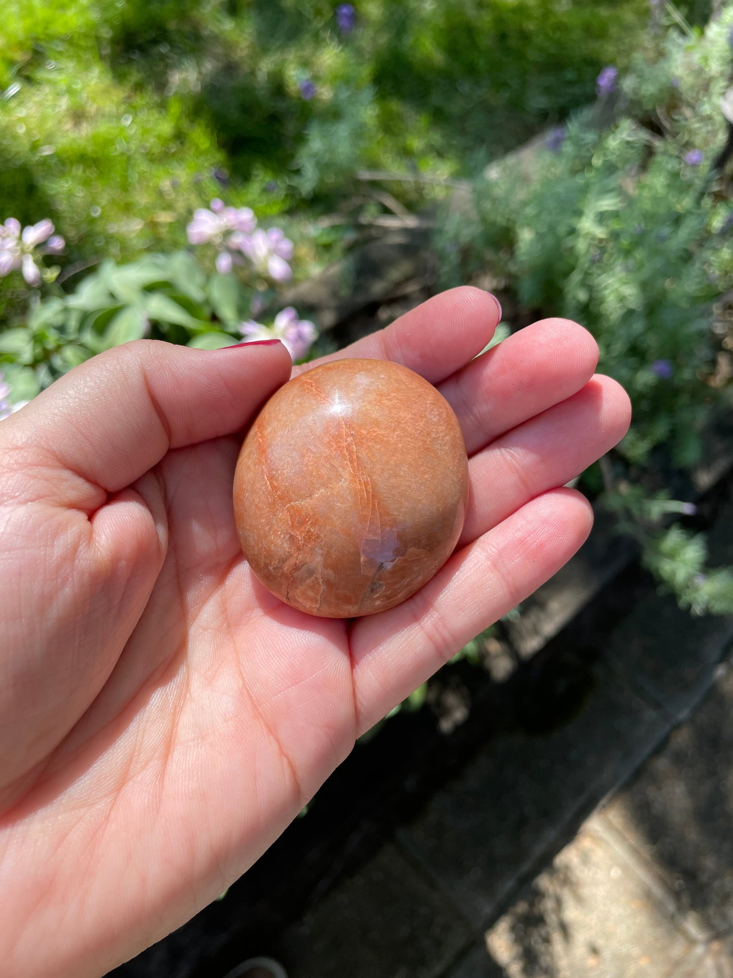Peach Moonstone Palm Stones