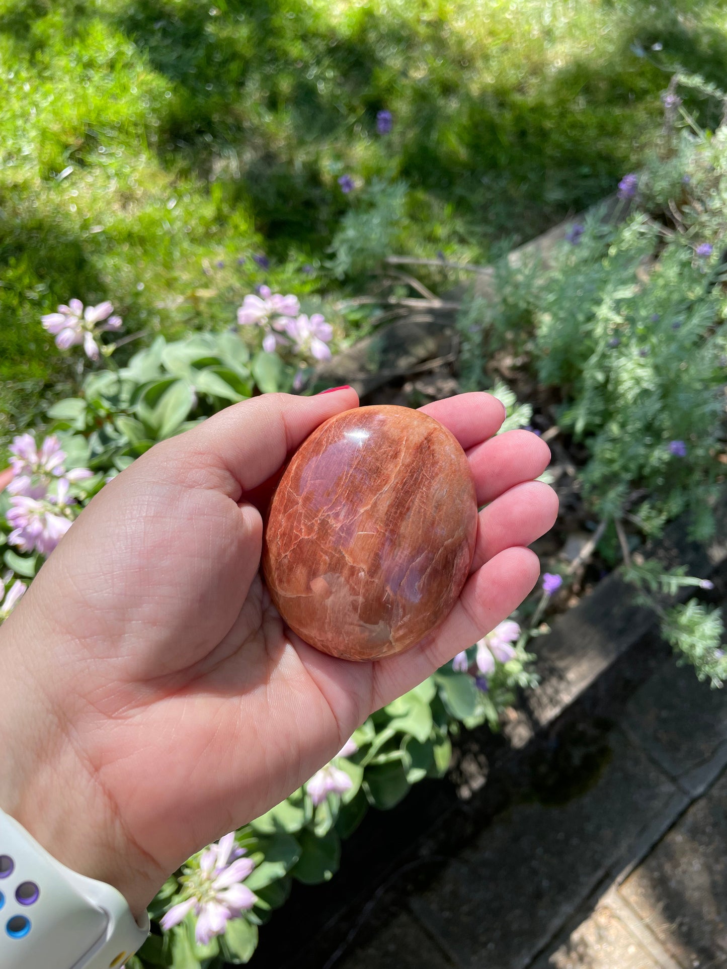 Peach Moonstone Palm Stones