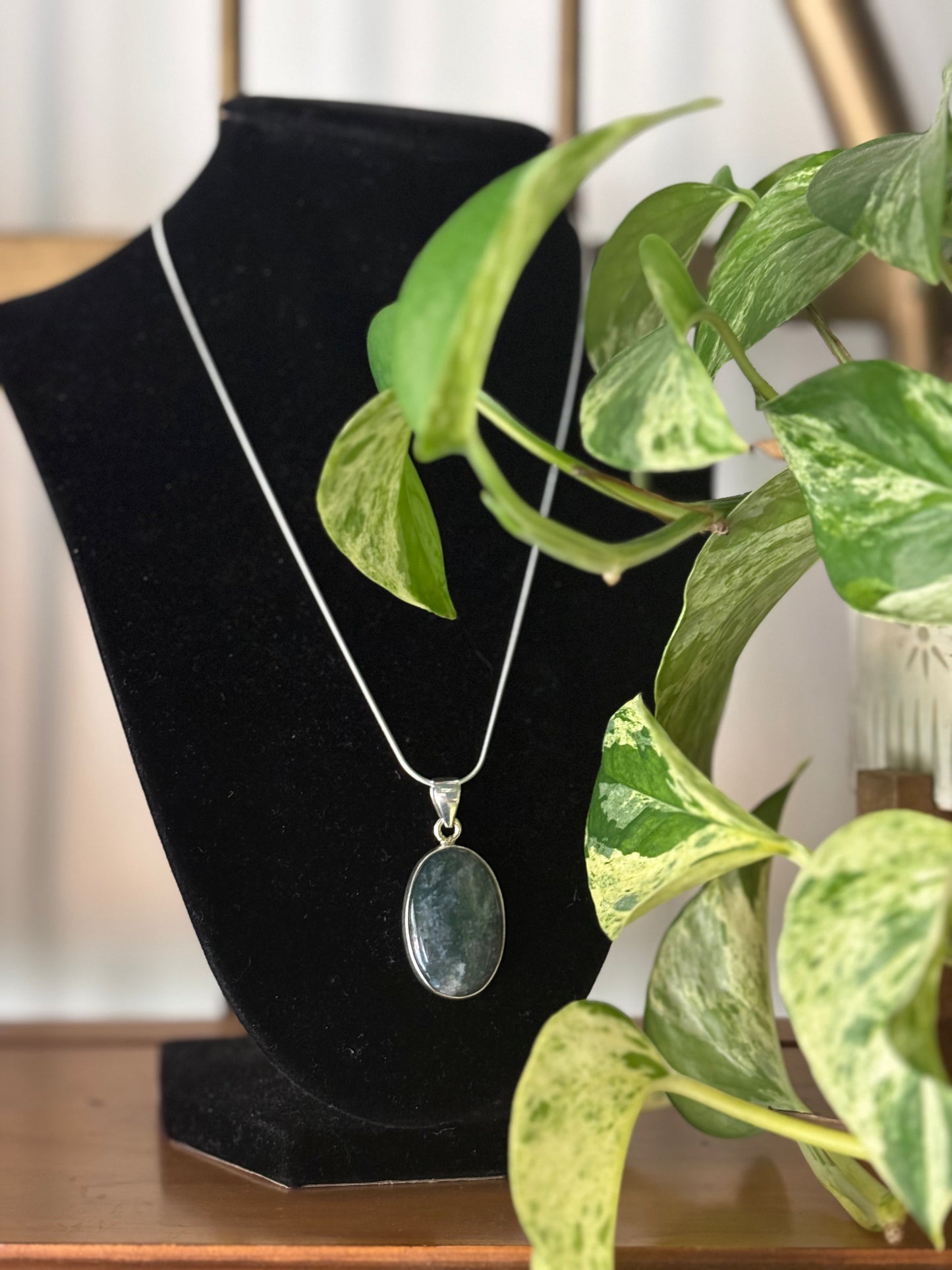 Moss Agate Oval Pendant