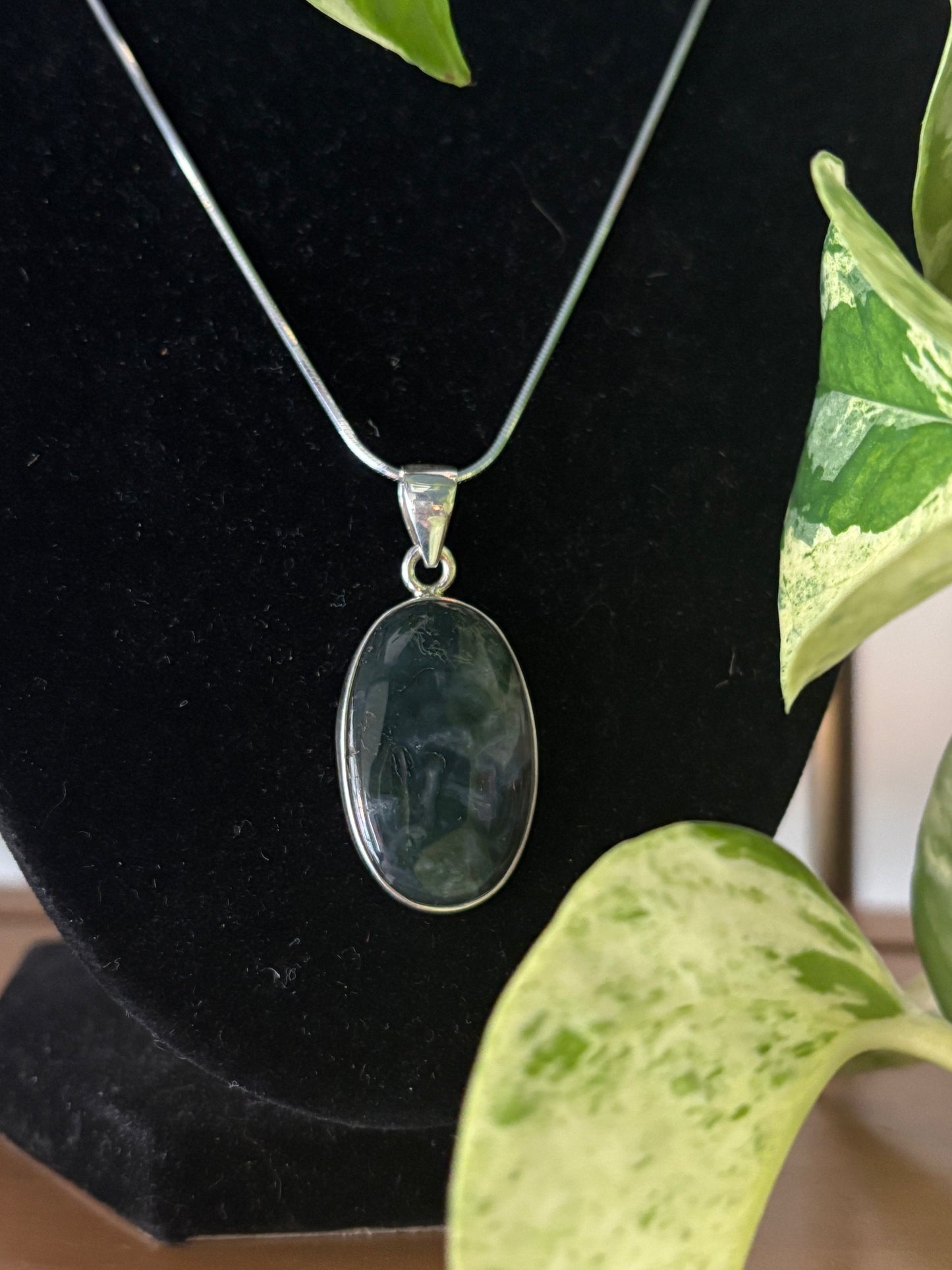 Moss Agate Oval Pendant
