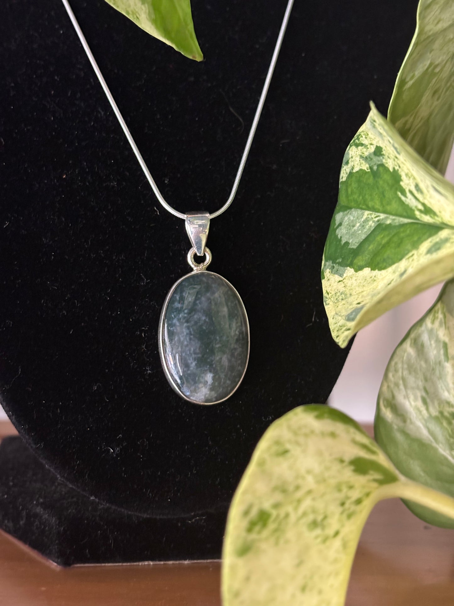 Moss Agate Oval Pendant