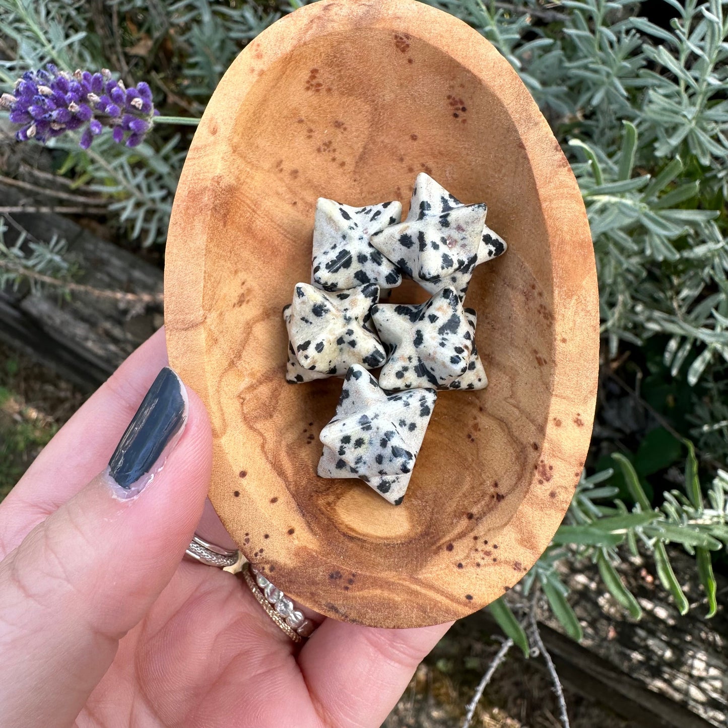 Merkaba shaped pocket stone