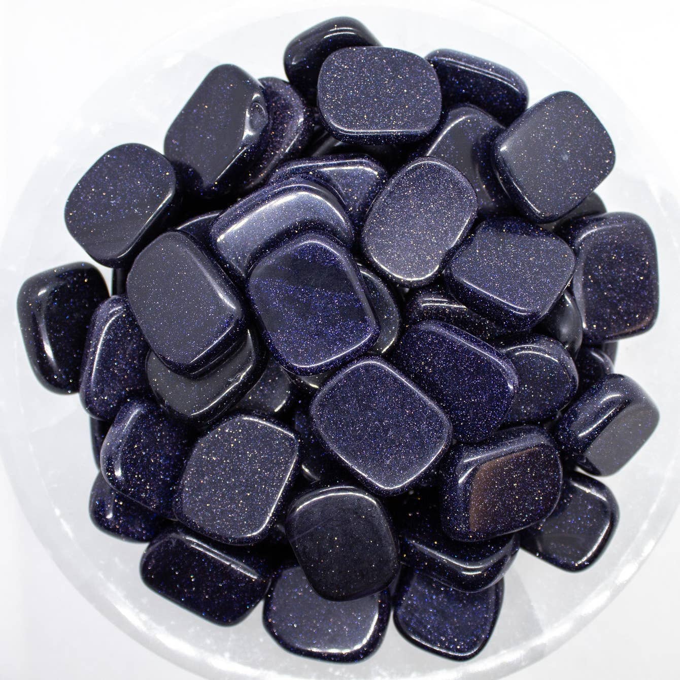 Blue Goldstone Flat Palm Stone