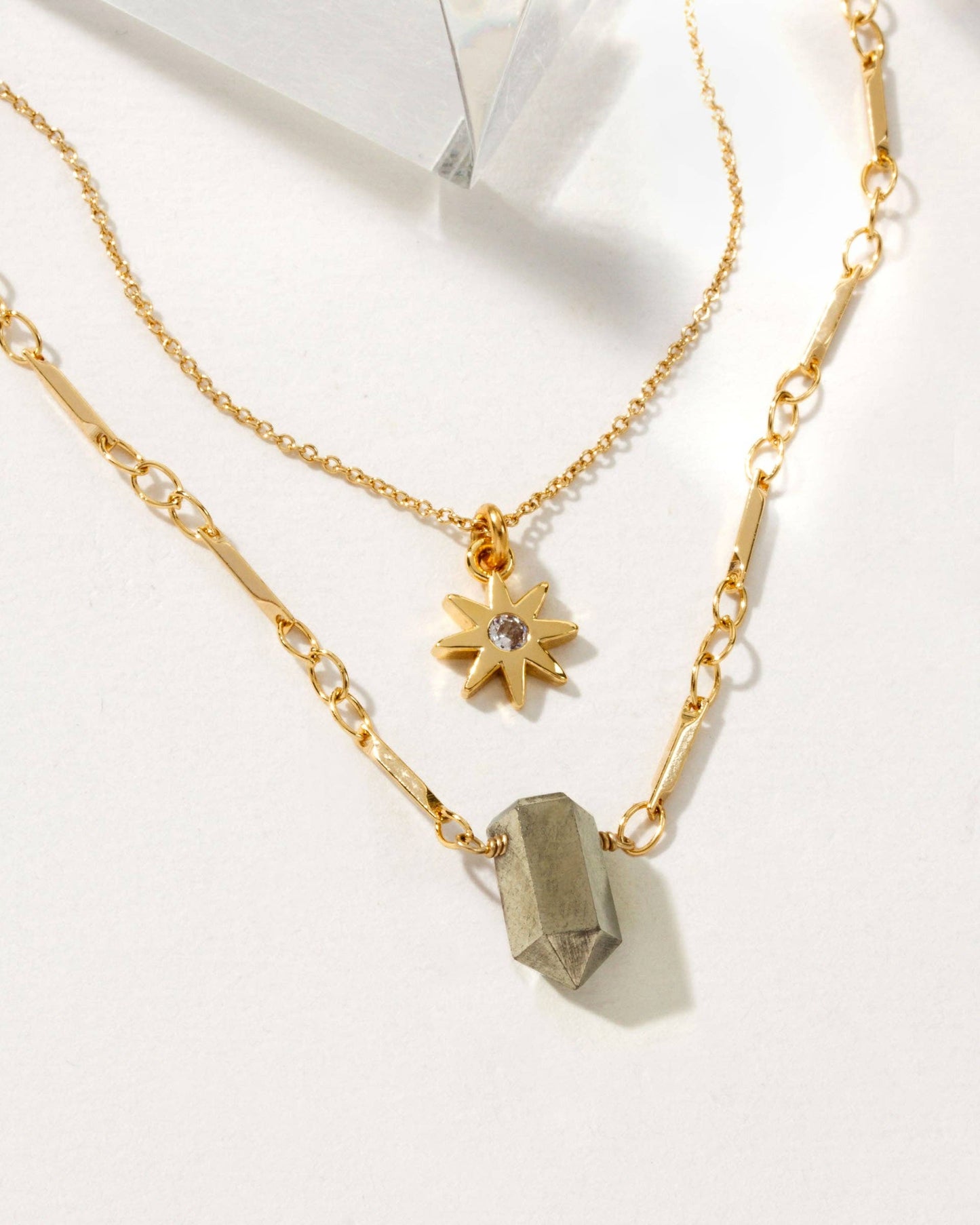 Pyrite Reflective Gemstone Necklace Set