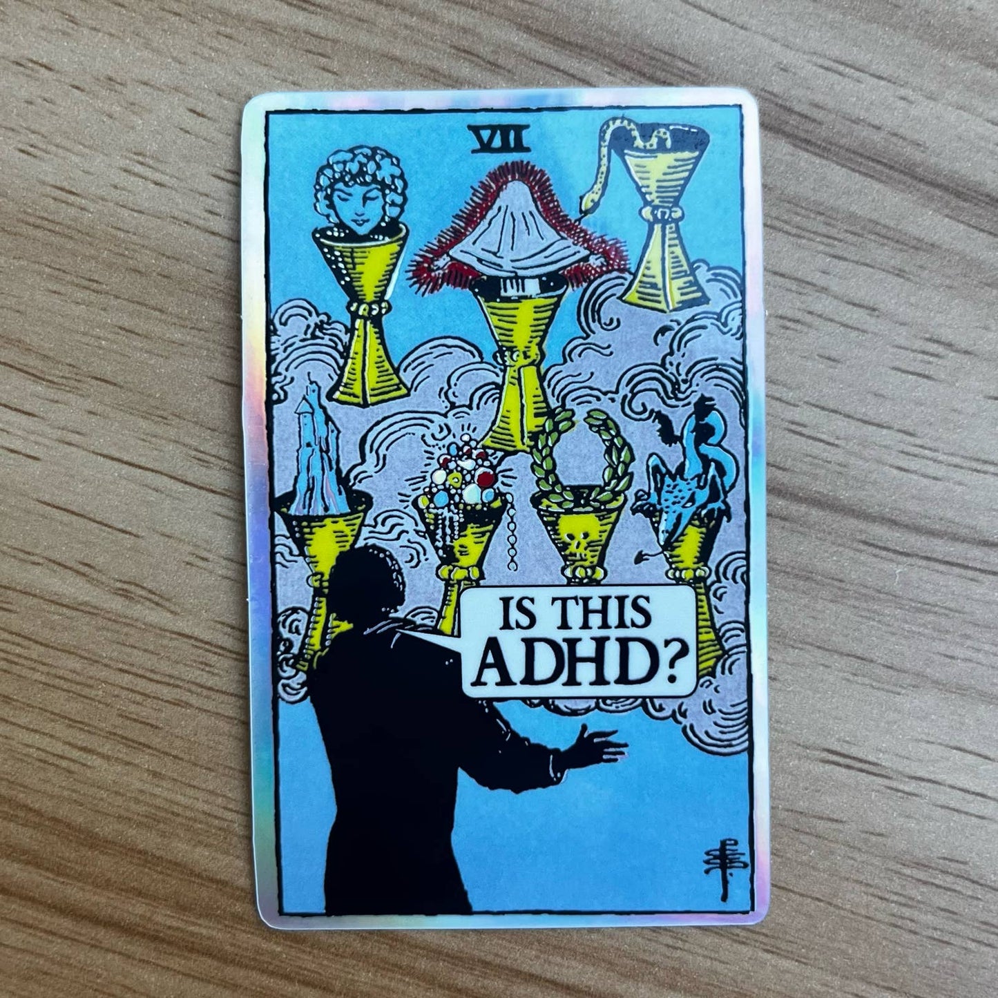 7 of Cups Holographic Tarot Sticker