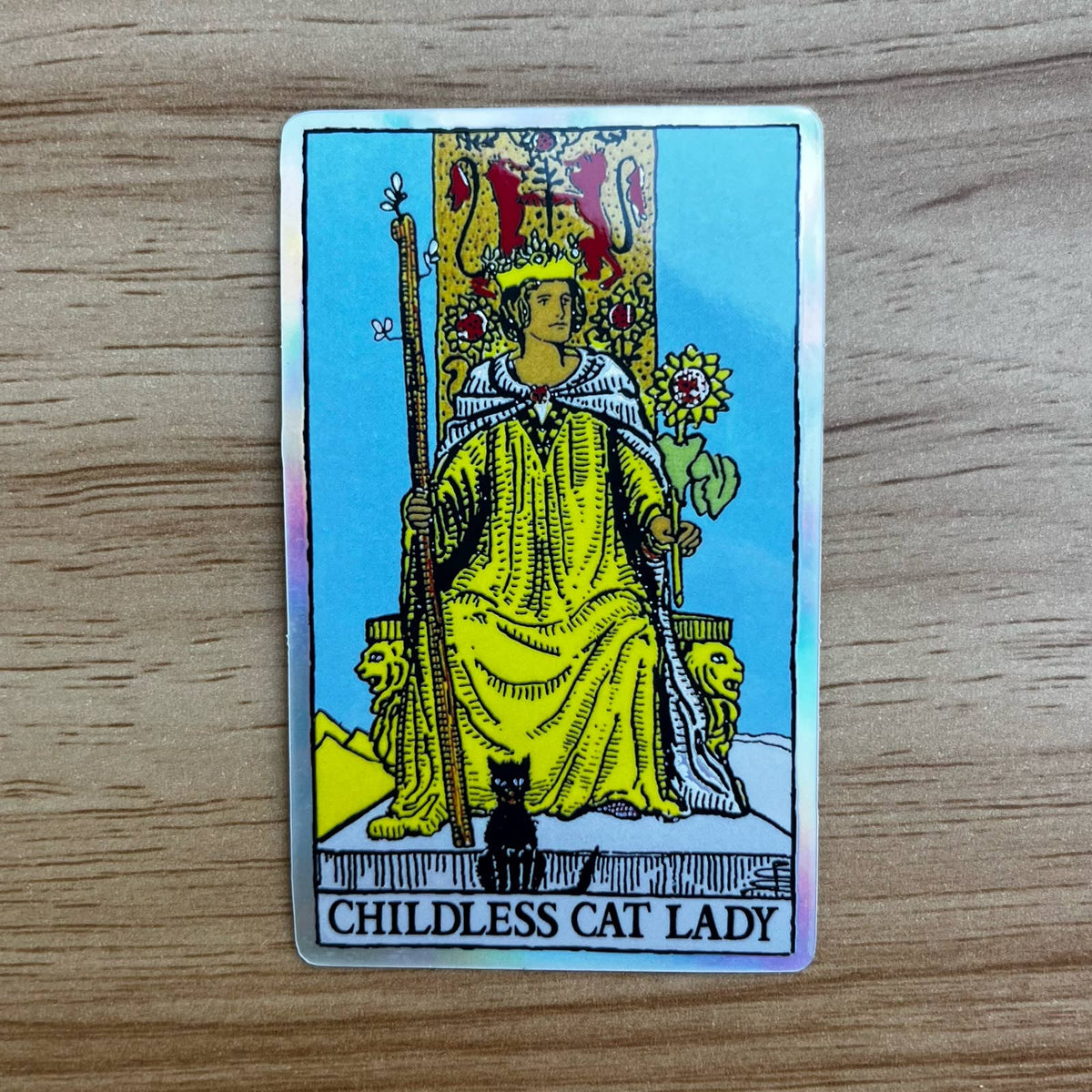 Queen of Wands Tarot Sticker - Childless Cat Lady