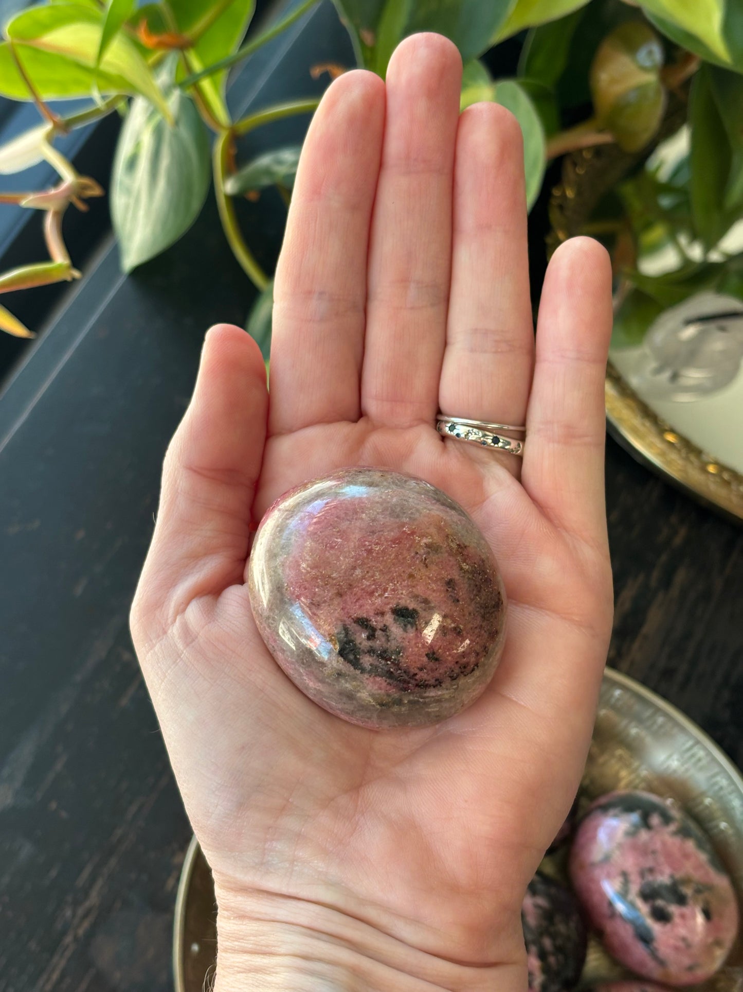 Rhodonite Palm Stone