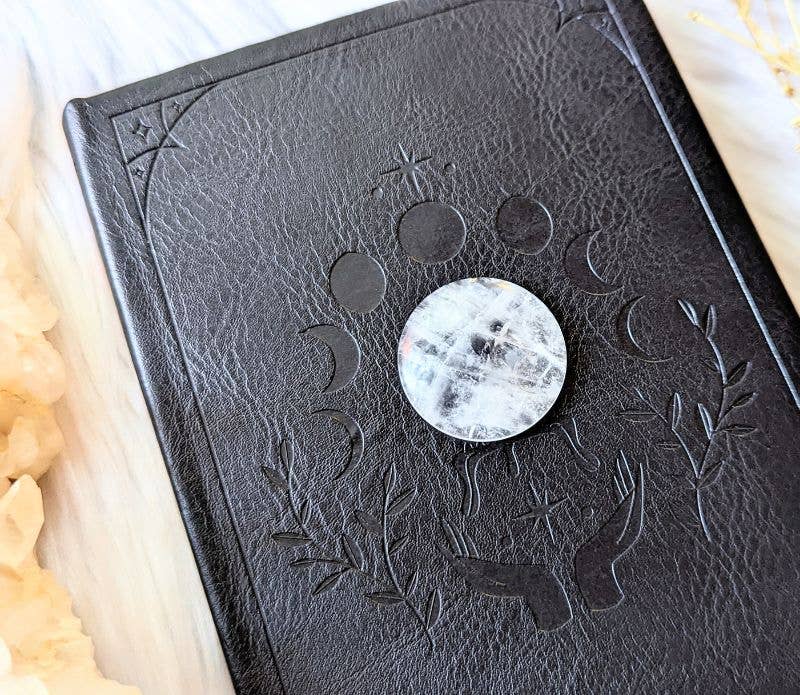 Mini Vegan Leather Journal with Clear Quartz Crystal