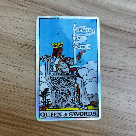 Queen of Swords Holographic Tarot Sticker